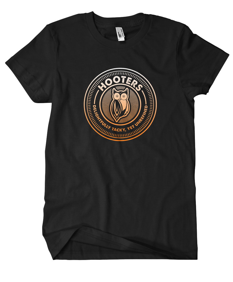 HOOTERS CREST BLACK MENS TEE