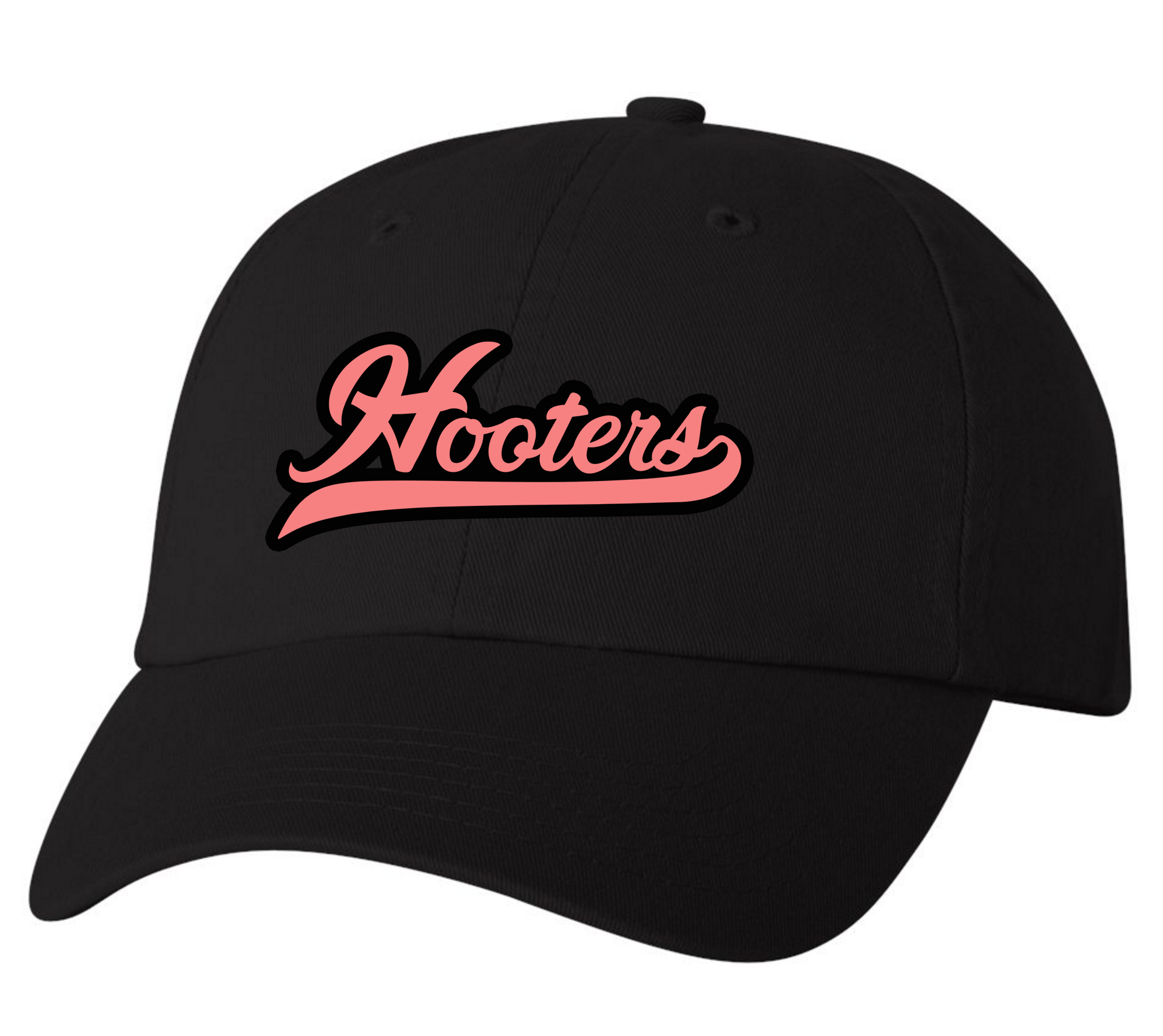 HOOTERS DAD HAT CURSIVE BLACK PINK