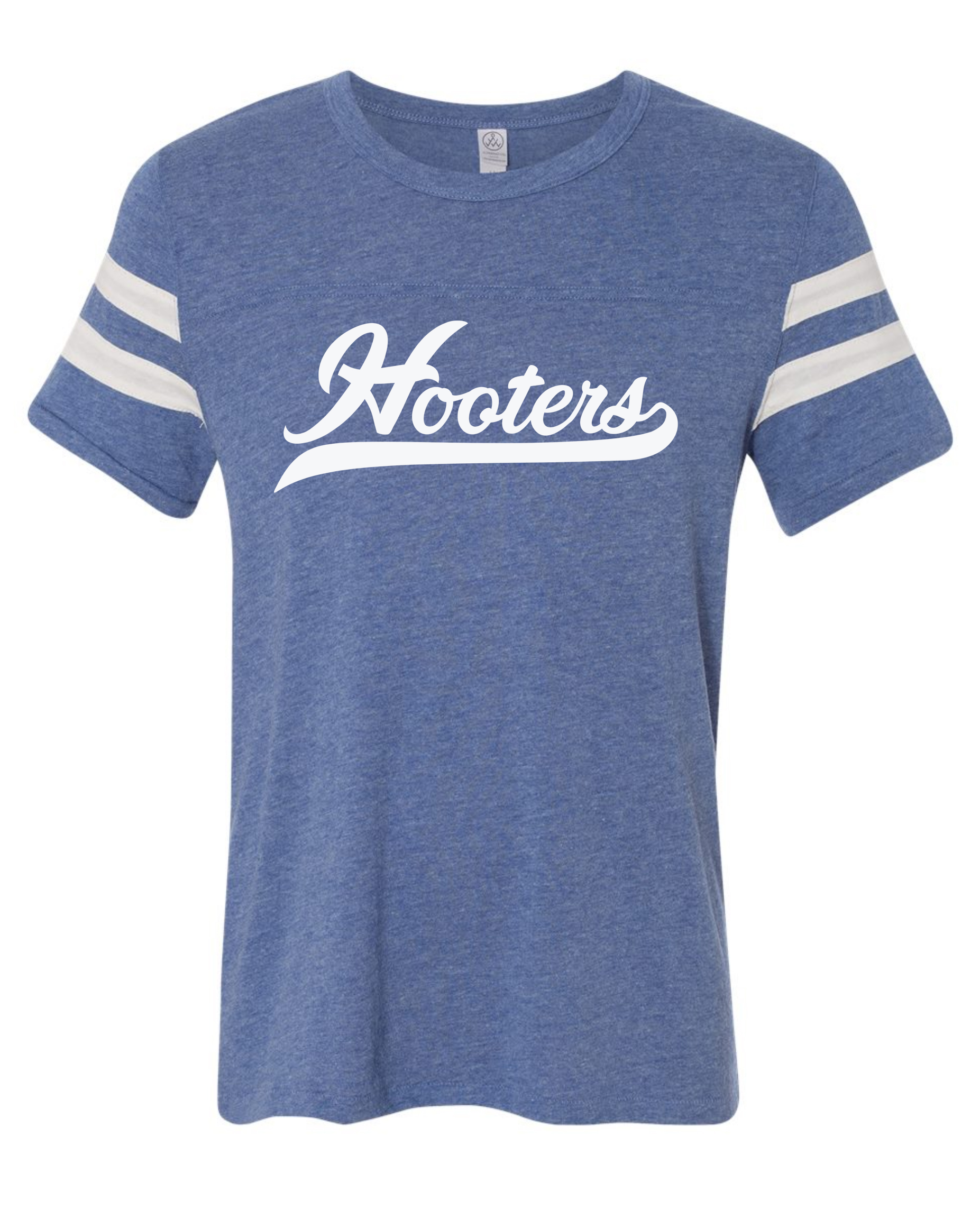 HOOTERS FOOTBALL TEE MENS HEATHER BLUE