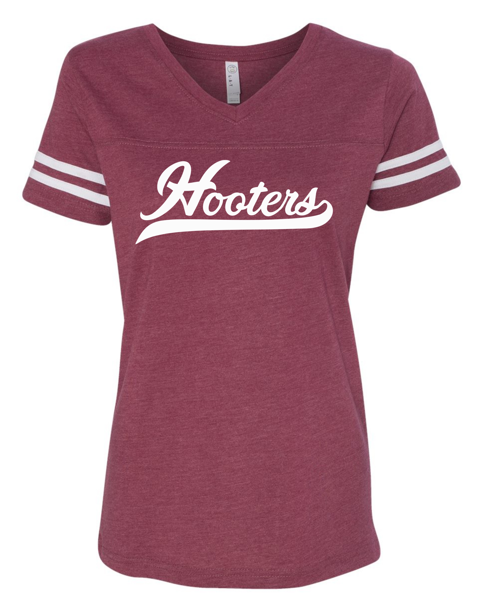 HOOTERS GIRLS FOOTBALL TEE MAROON