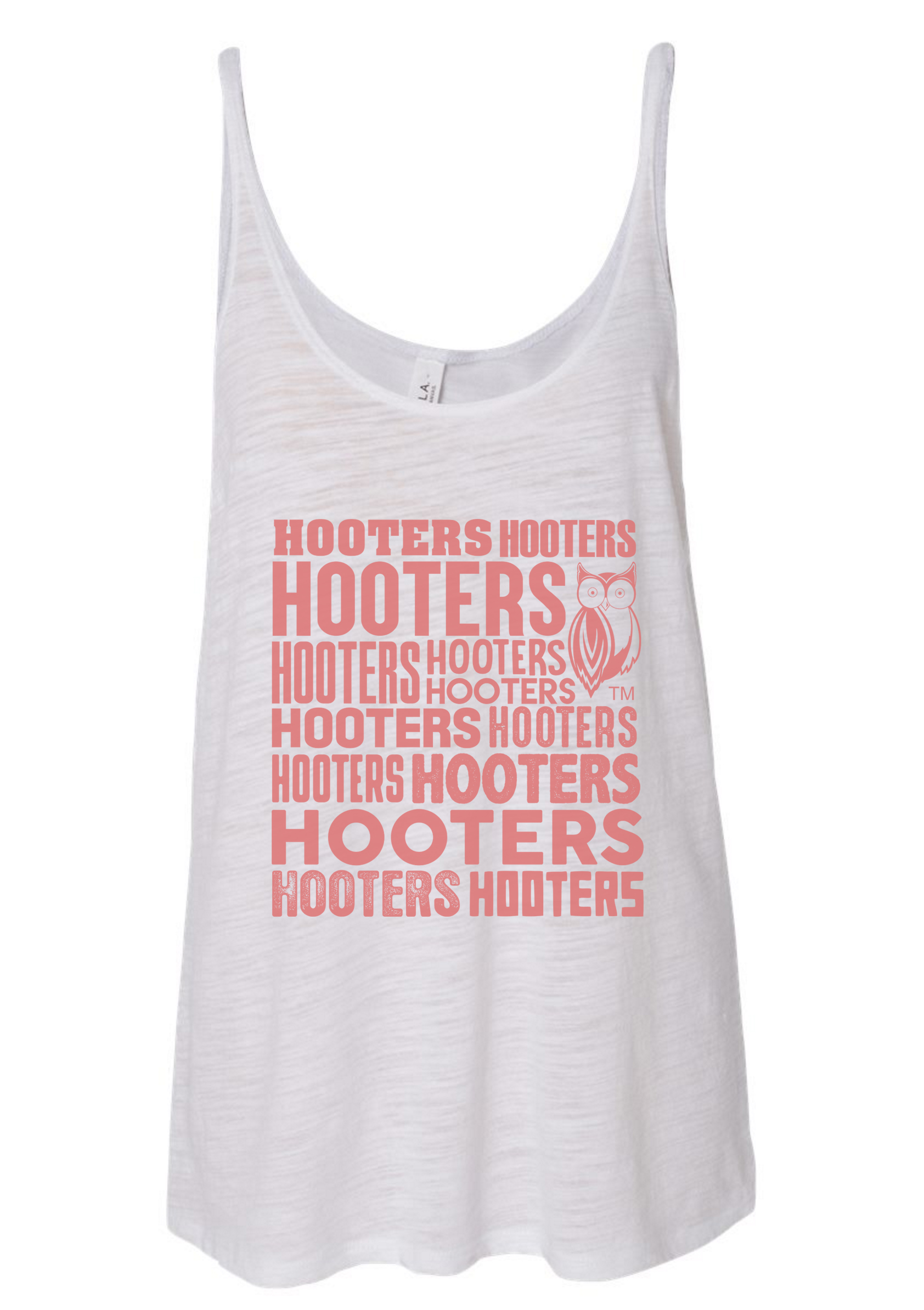 HOOTERS REPEAT WHITE SLUB SLOUCHY TANK CORAL
