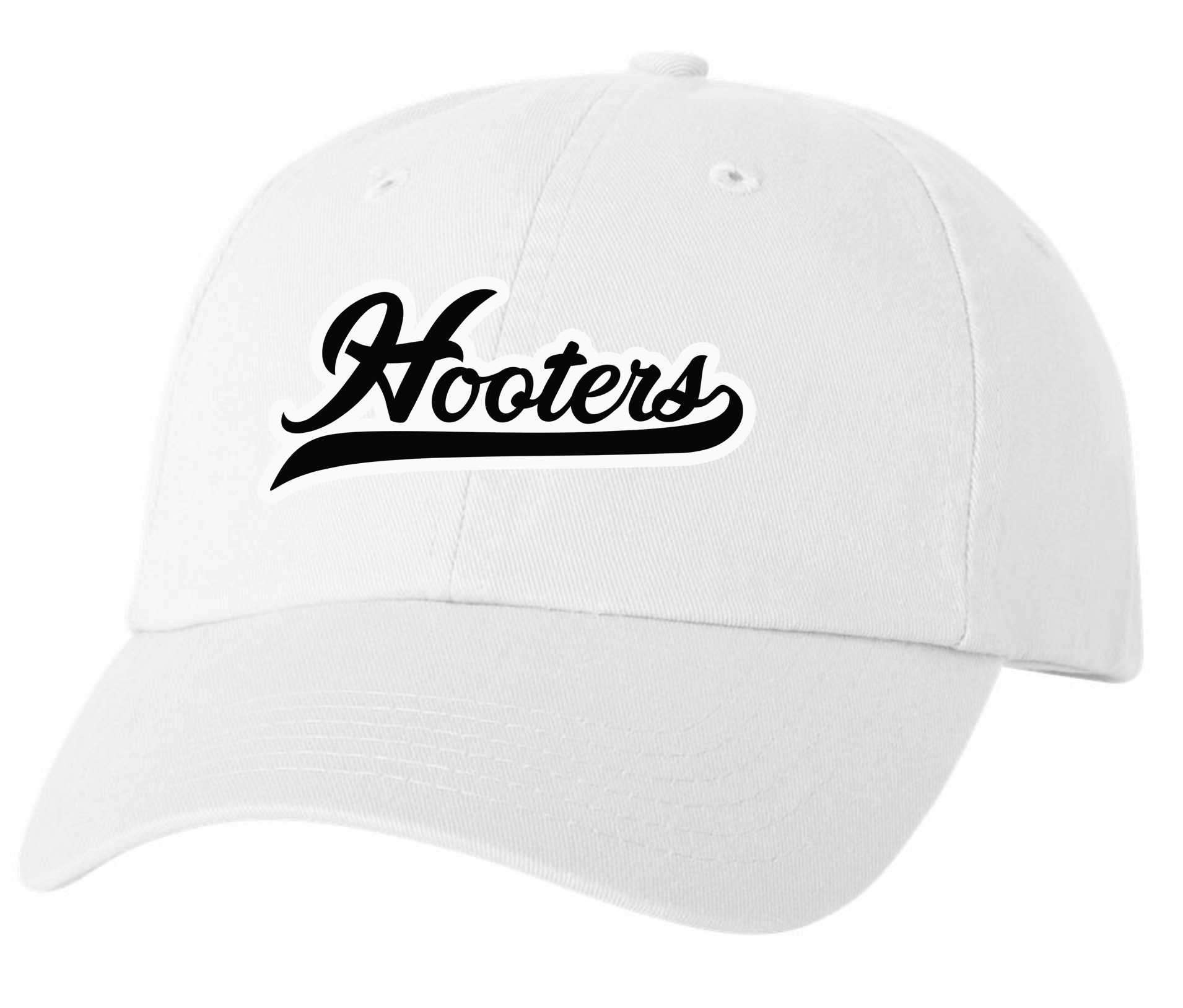HOOTERS WHITE CURSIVE DAD HAT BLACK