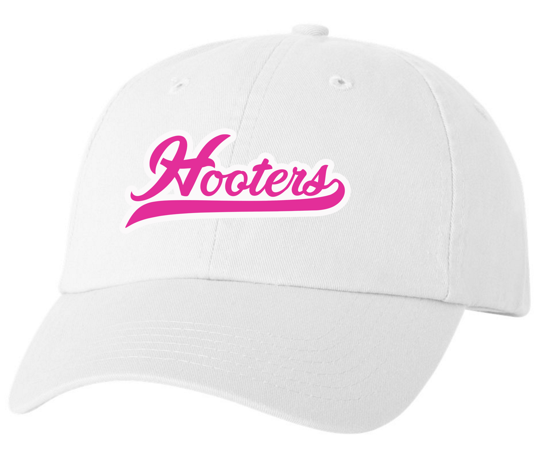HOOTERS WHITE CURSIVE DAD HAT HOT PINK