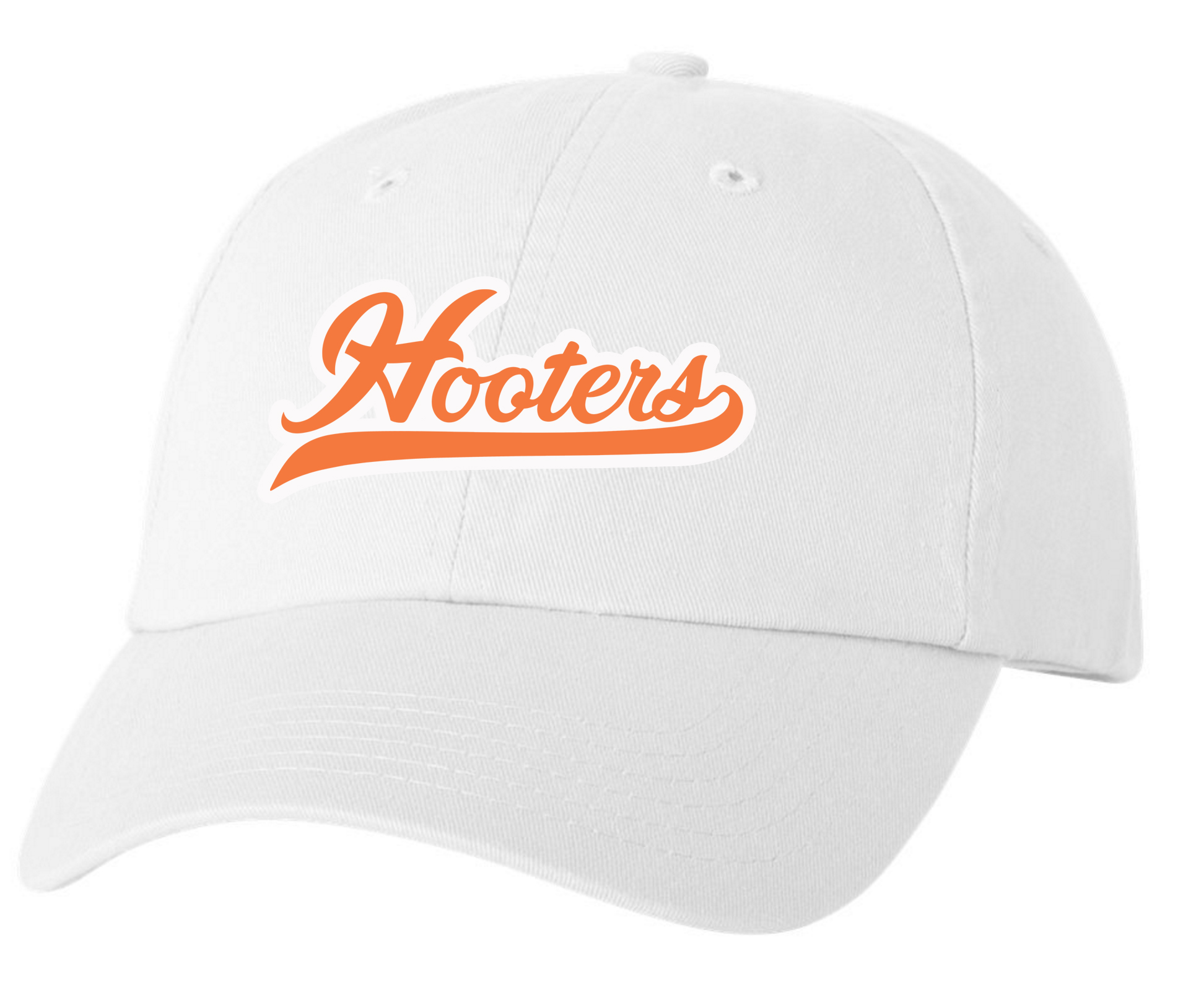 HOOTERS WHITE CURSIVE DAD HAT ORANGE