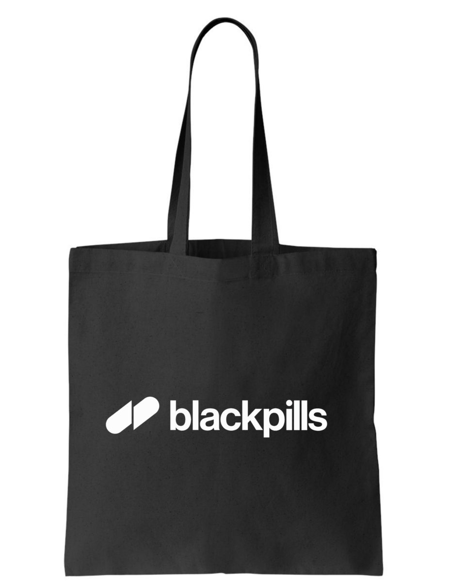 BLACK PILLS BLACK CANVAS TOTE