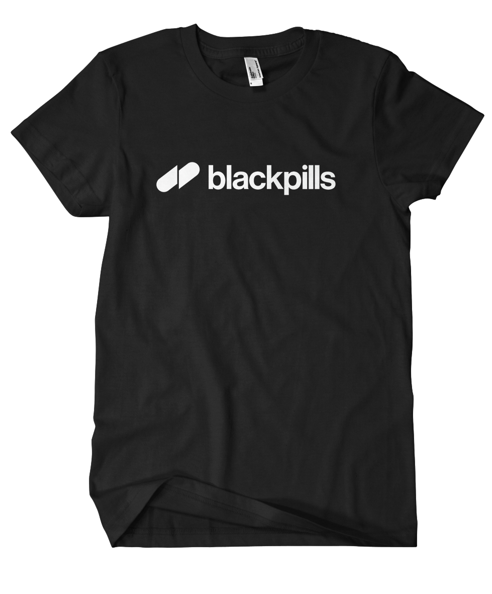 BLACKPILLS BLACK TEE LARGE FRONT WHITE
